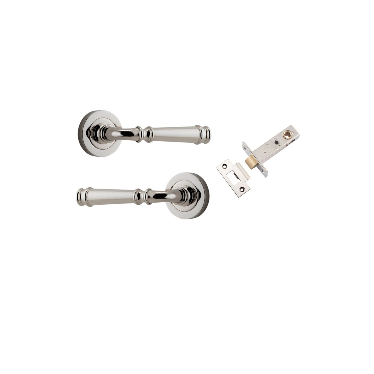 Verona Lever - Round Rose - Entry Point - Iver - Polished Nickel - Door Levers