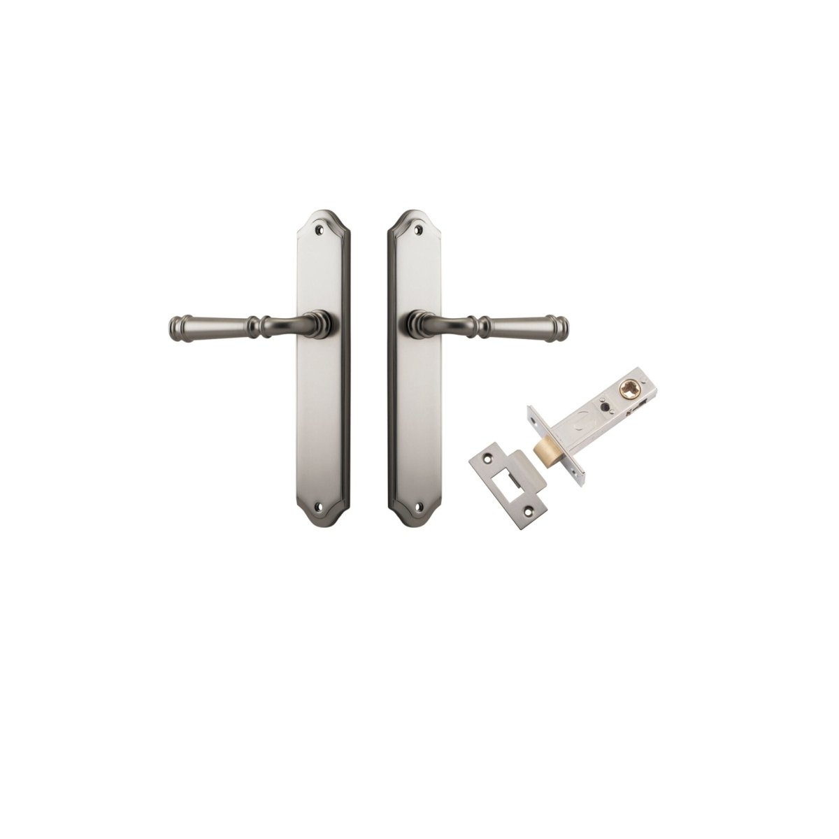 Verona Lever - Shouldered Backplate - Entry Point - Iver - Satin Nickel - Door Levers