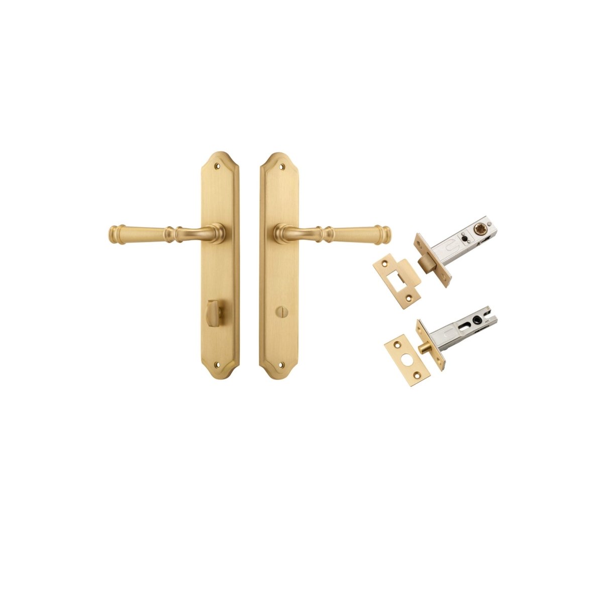 Verona Lever - Shouldered Backplate - Entry Point - Iver - Brushed Brass - Door Levers