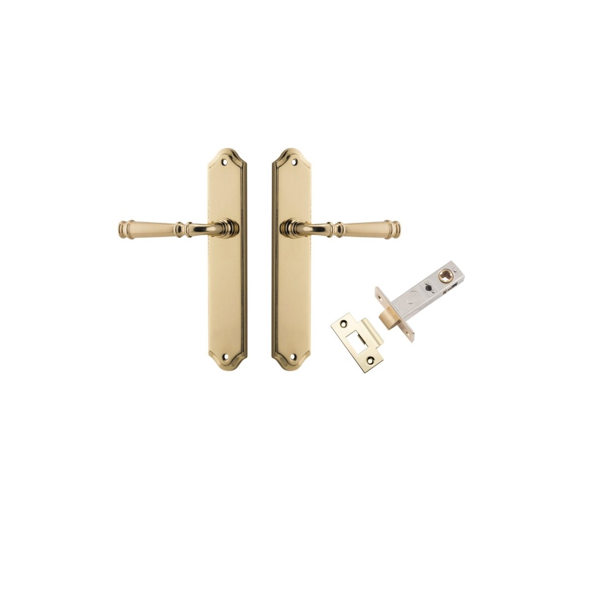 Verona Lever - Shouldered Backplate - Entry Point - Iver - Polished Brass - Door Levers