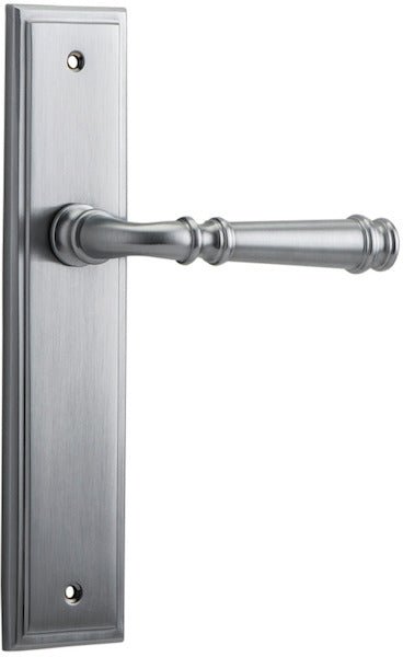 Verona Lever - Stepped Backplate - Entry Point - Iver - Brushed Chrome - Door Levers