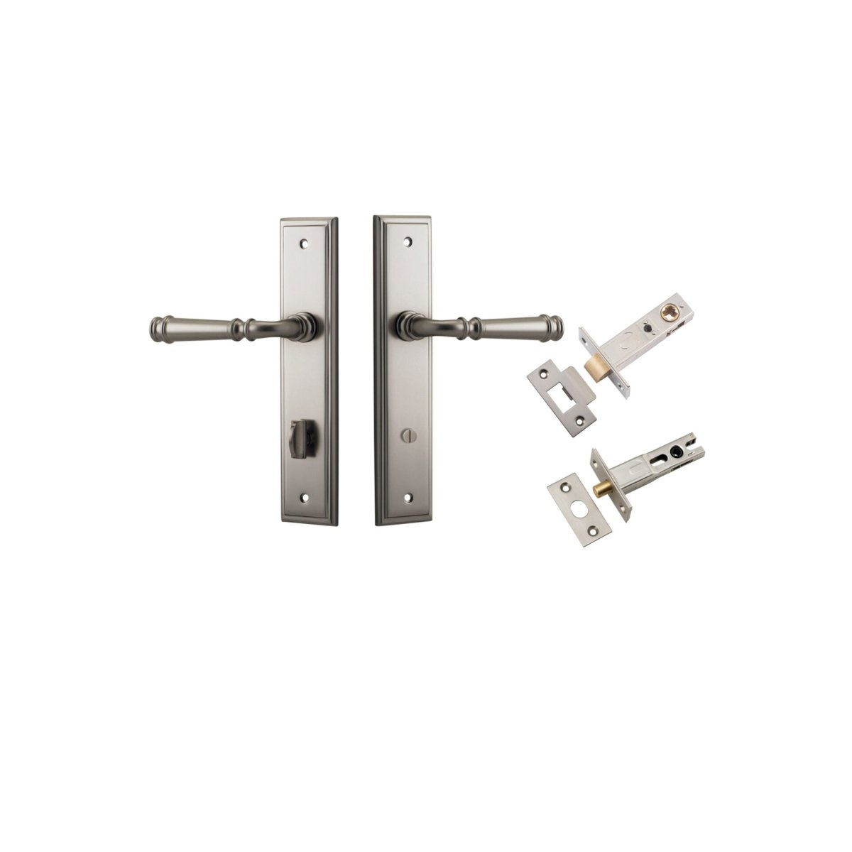 Verona Lever - Stepped Backplate - Entry Point - Iver - Satin Nickel - Door Levers