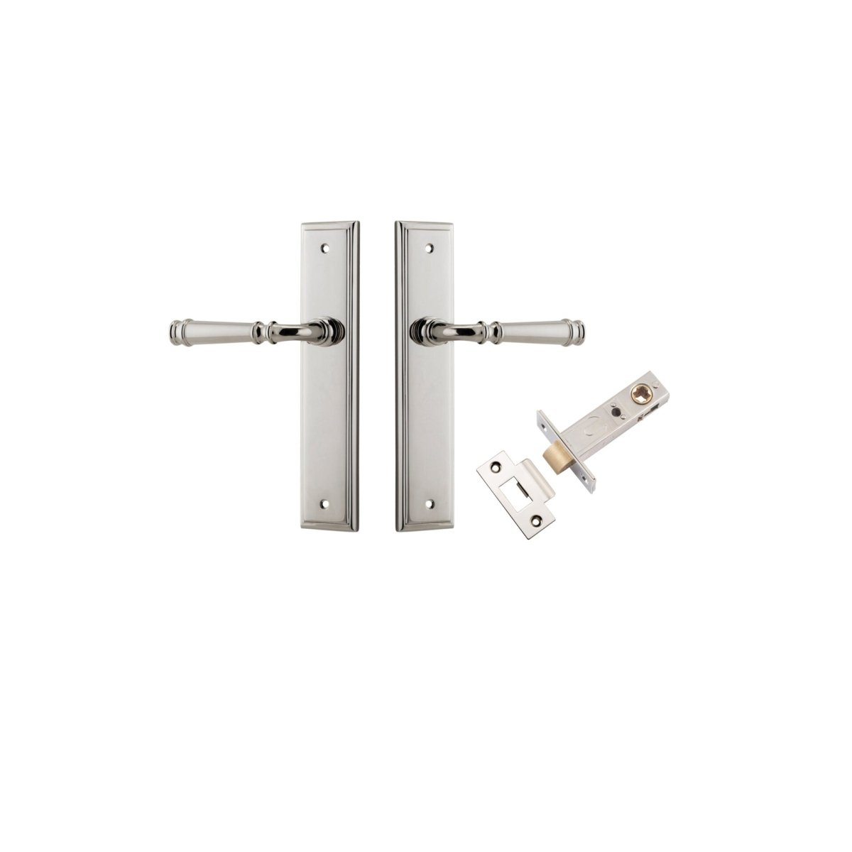 Verona Lever - Stepped Backplate - Entry Point - Iver - Polished Nickel - Door Levers