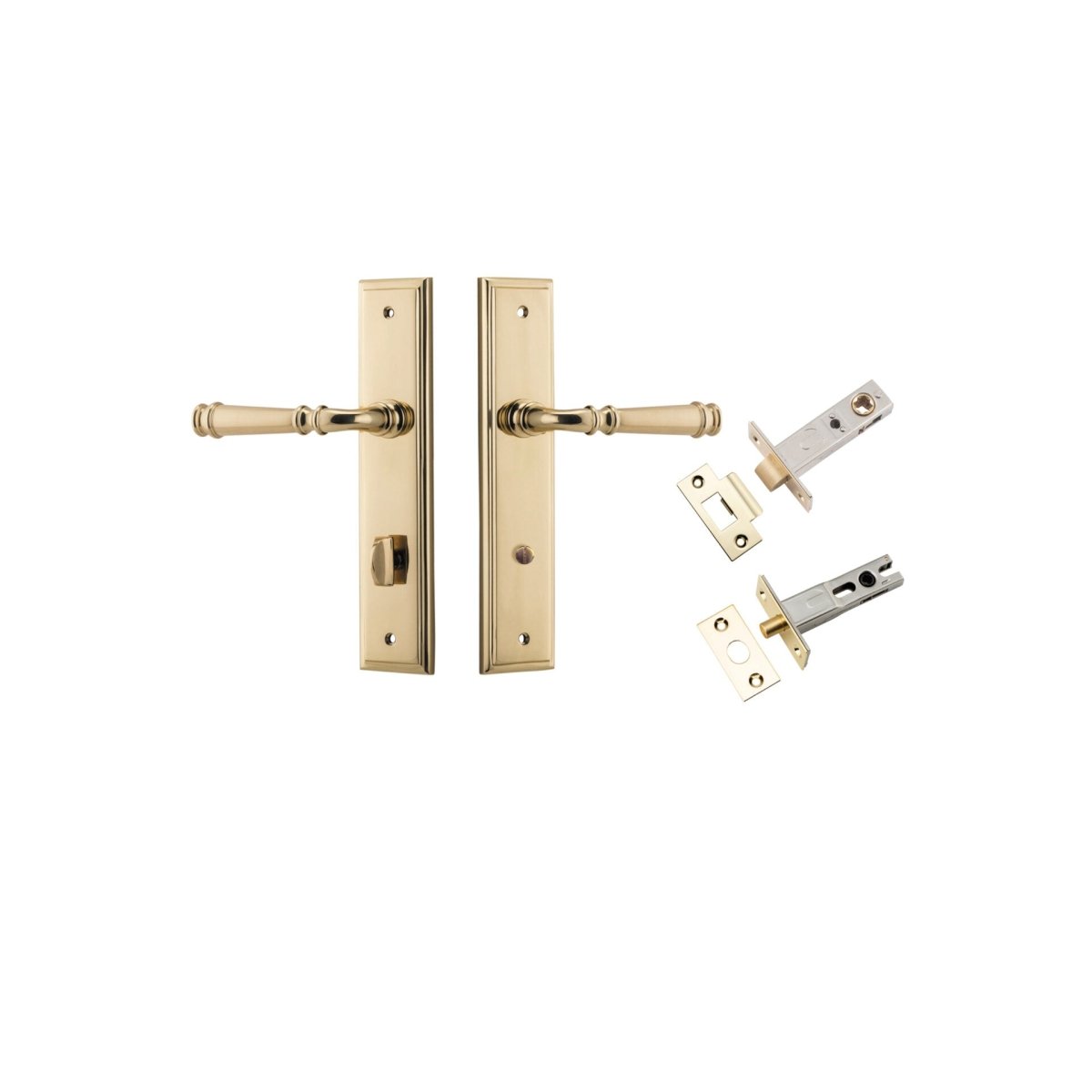 Verona Lever - Stepped Backplate - Entry Point - Iver - Polished Brass - Door Levers